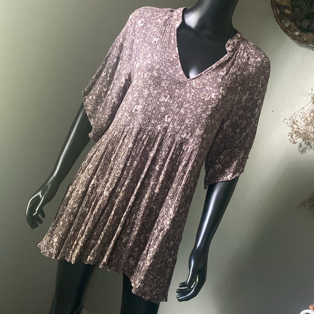 Lyn Burches My Grunge Floral V-Neck Dress